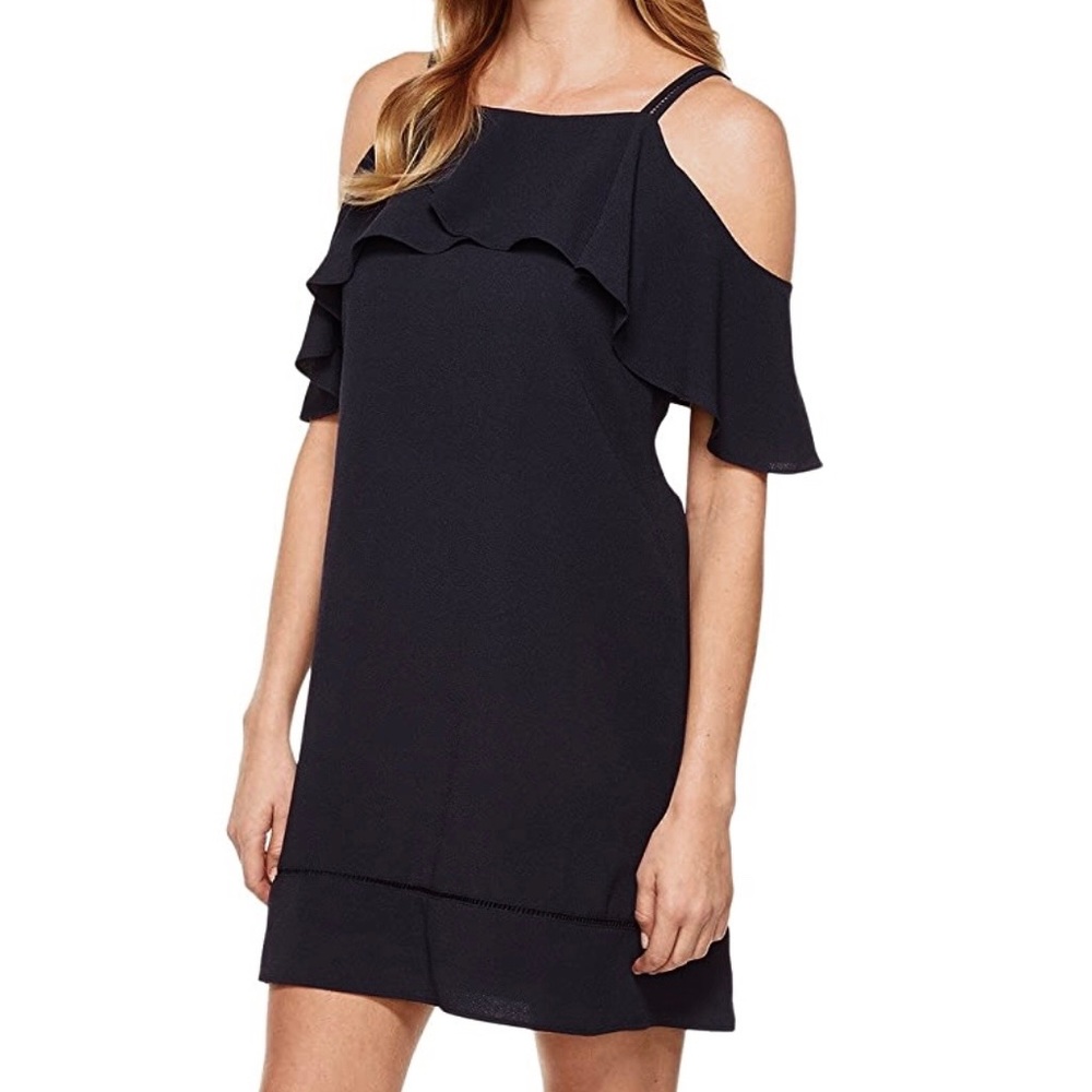 NWT Maggy London Crepe Cold Shoulder Black Dress Size 2